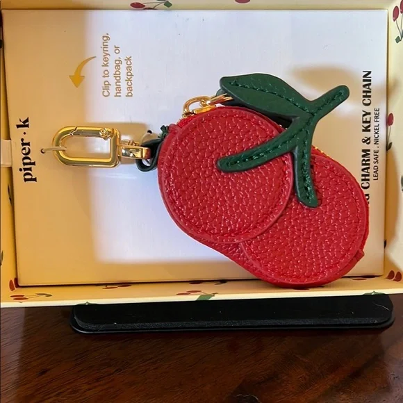 Piper K | Cherry 🍒 Bag Charm w/Zipper Pocket - Picture 2 of 6